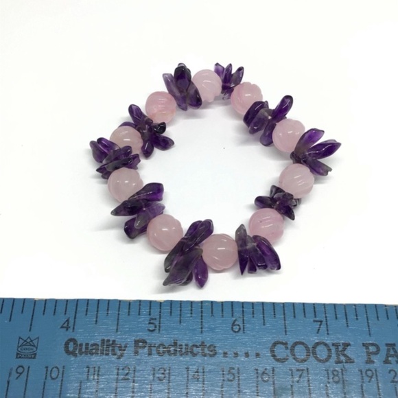 Pink quartz and amethyst bracelet - Picture 2 of 2